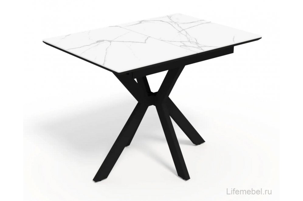 Керамический стол Гардинг 100(130)x70 белый мрамор / черный