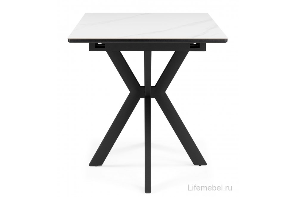 Керамический стол Гардинг 100(130)x70 белый мрамор / черный