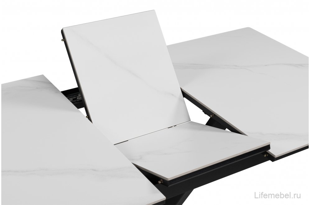 Керамический стол Гардинг 100(130)x70 белый мрамор / черный