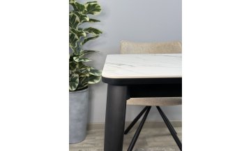 Керамический стол Локи белый / золотой мрамор / черный