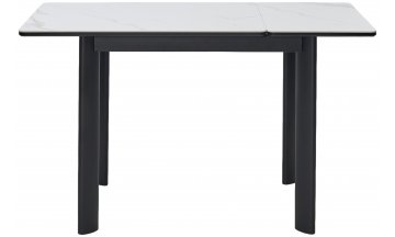 Керамический стол Тет-а-тет 120 белый мрамор керамика / черный каркас