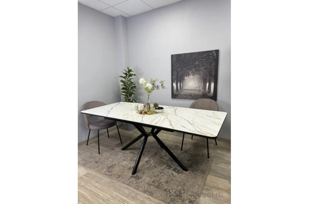 Стол DM1550 черный / керамика золотая