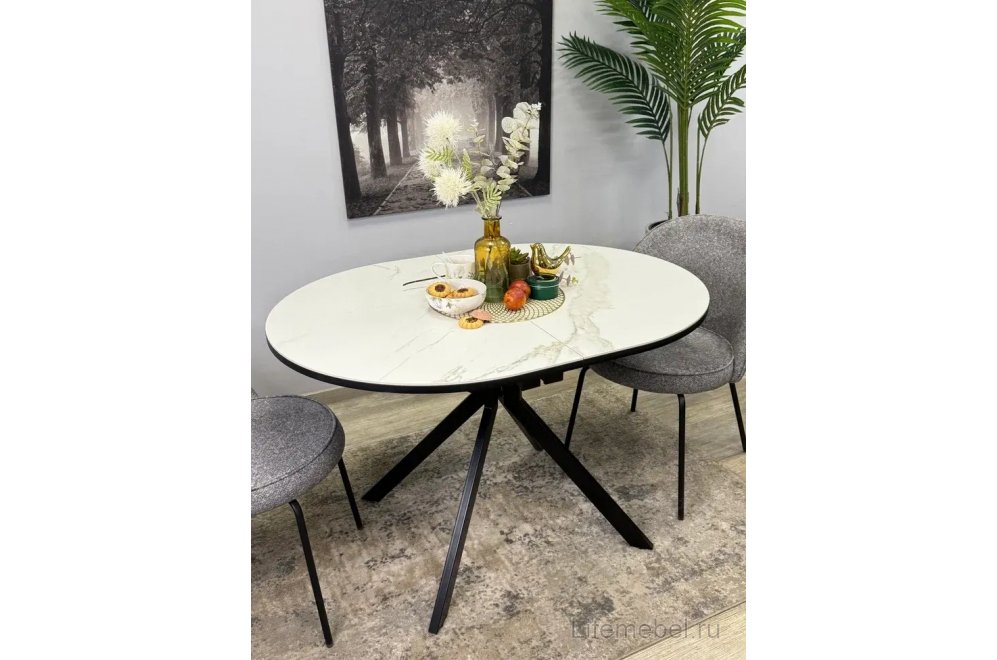 Стол DO1200 черный / керамика белая