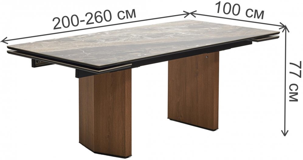 Керамический стол Моцарт 200 amadeus polished / дуб монтана