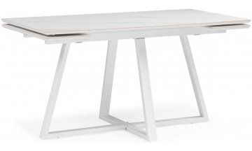 Керамический стол Памелла 140 (200) х 80 белый мрамор alpin white / snow white / белый