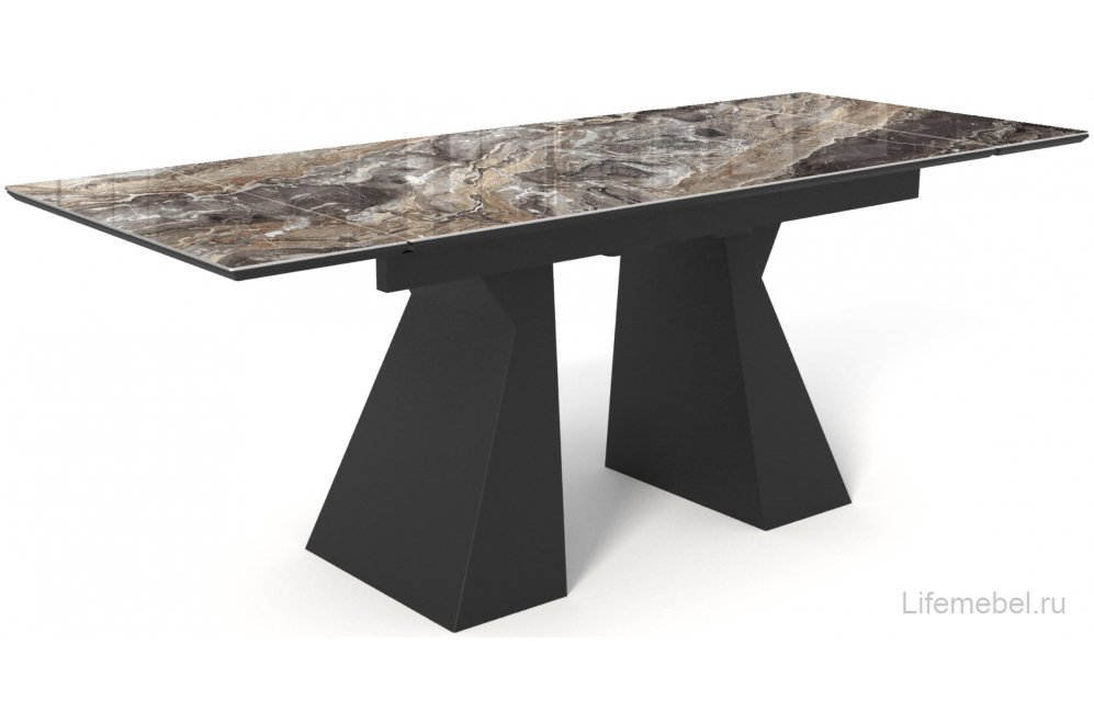 Керамический стол Денхольм 200(260)х100 черный кварц / черный