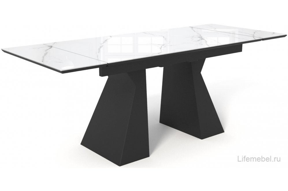 Керамический стол Денхольм 200(260)х100 черный кварц / черный