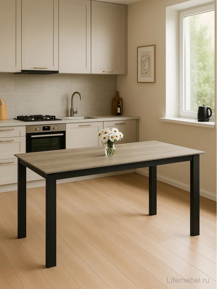 Керамический стол Cremona 140 KL-61 итальянская керамика под дерево / черный 