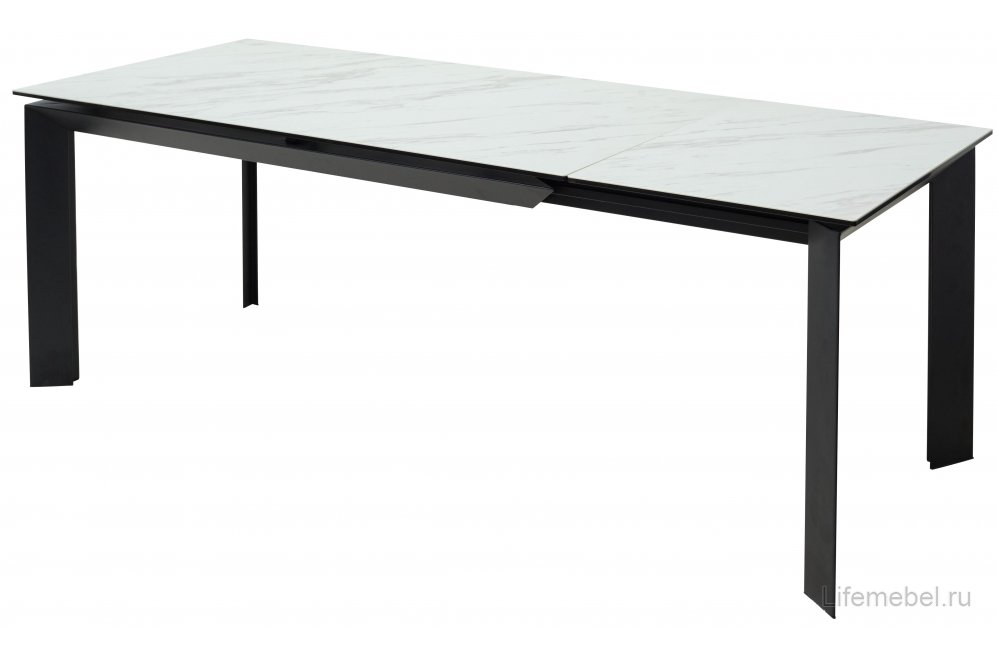 Керамический стол Cremona 140 KL-99 белый мрамор матовый / итальянская керамика / черный