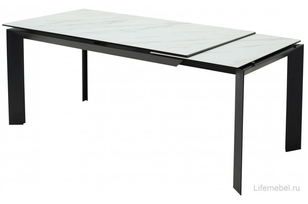 Керамический стол Cremona 140 KL-99 белый мрамор матовый / итальянская керамика / черный