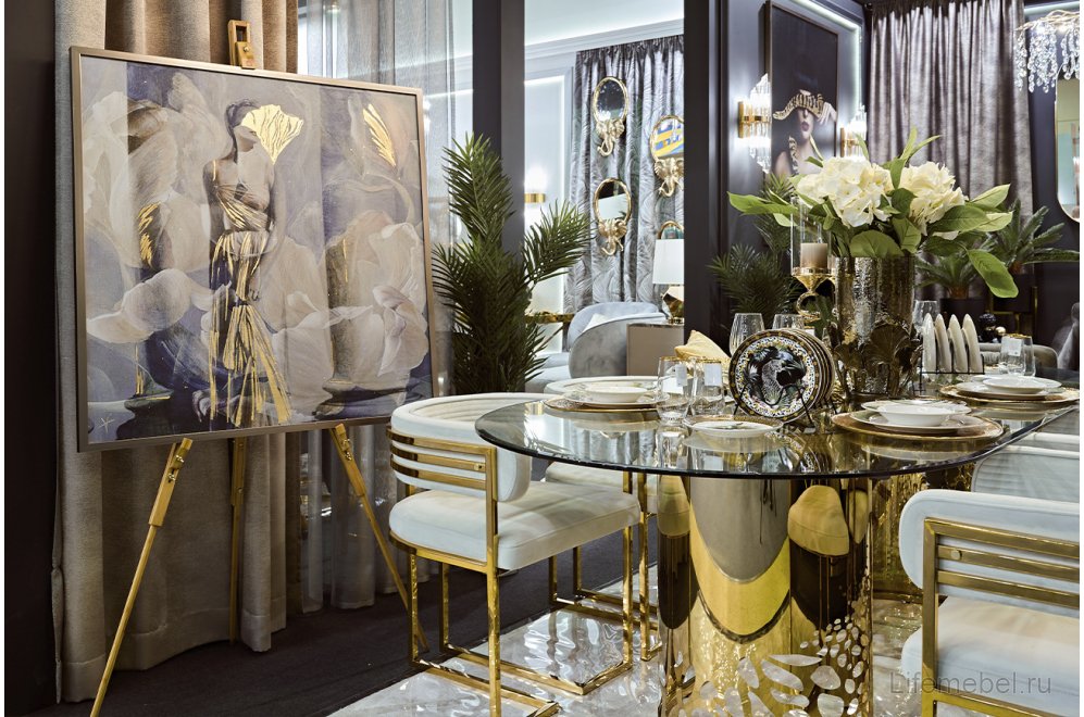 Стеклянный стол Асл прозрачный / золото