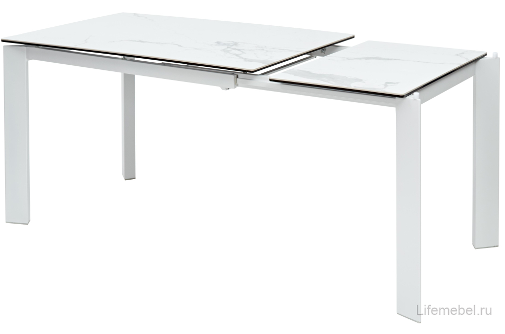 Стеклянный стол Corner 120 matte statuario белый мрамор матовый / белый