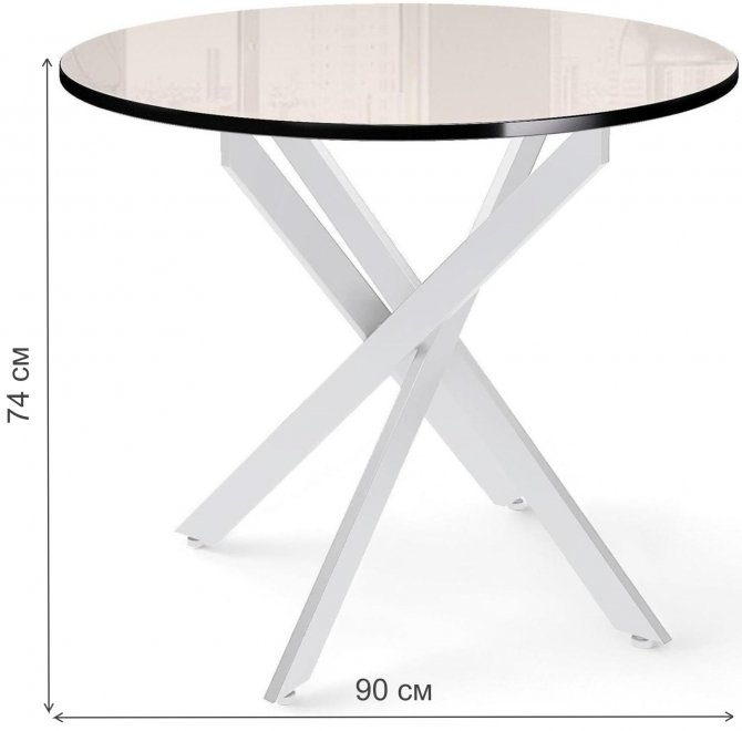 Стеклянный стол DikLine RS90 крем / белый