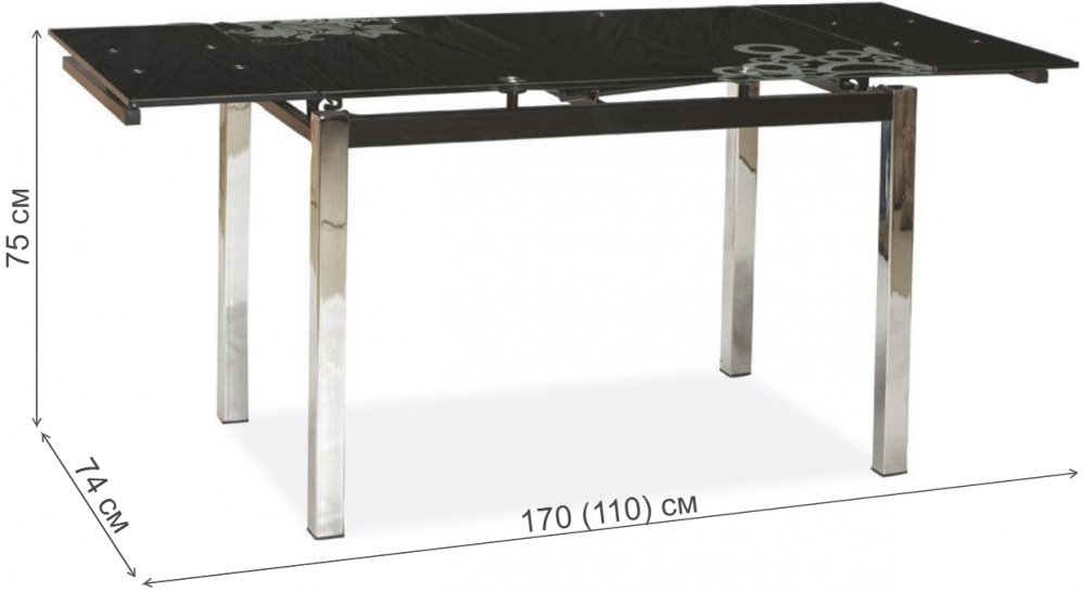 Стеклянный стол GD017 черный