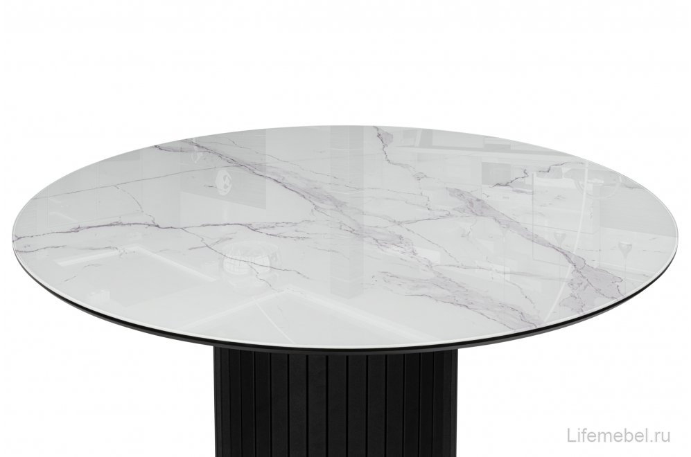 Стеклянный стол Гравент 110 кристл белый мрамор / черный