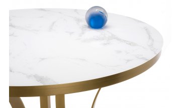 Стеклянный стол Нейтон белый мрамор / золото