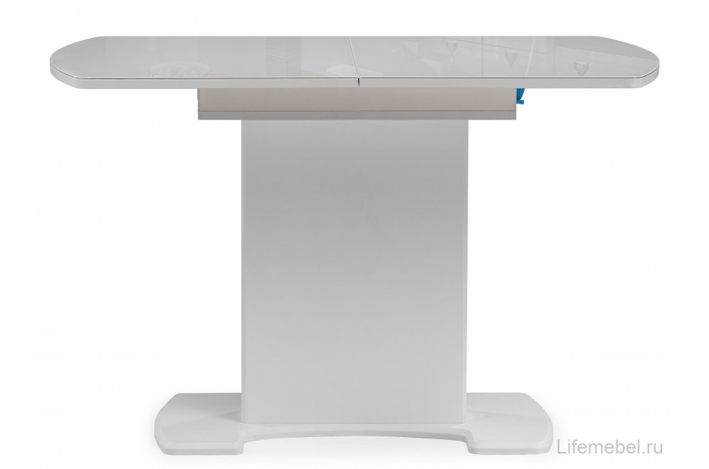 Стол на тумбе Палмер 120(160)х80х75 белое стекло / белый