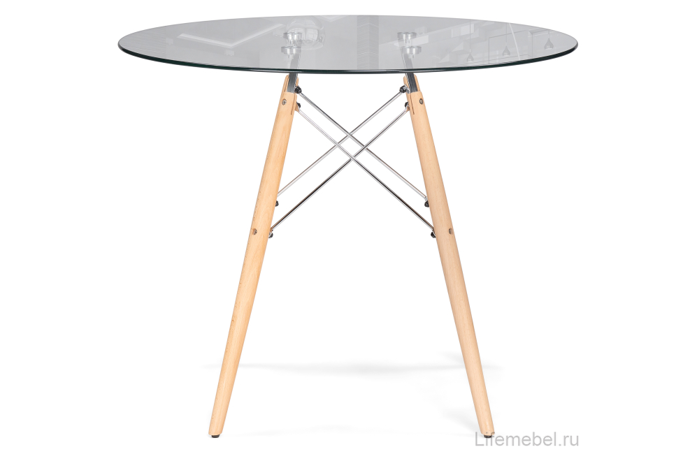 Стеклянный стол PT-151 80х80х76 clear glass / wood