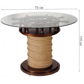 Стеклянный стол Штурвал