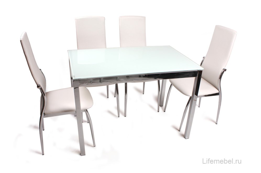 стол 1114 с белыми стульями 1340