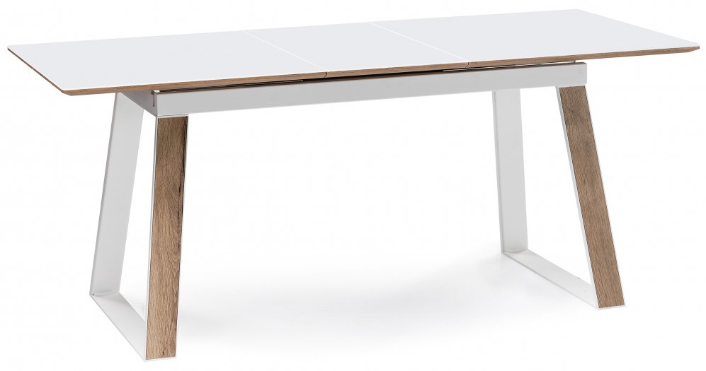 Стеклянный стол Авлида белый / дуб монтана