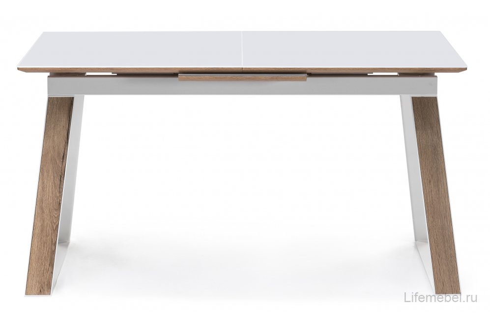 Стеклянный стол Авлида белый / дуб монтана