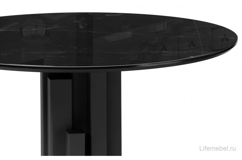 Стеклянный стол Калипсо 110х75 черный мрамор / черный