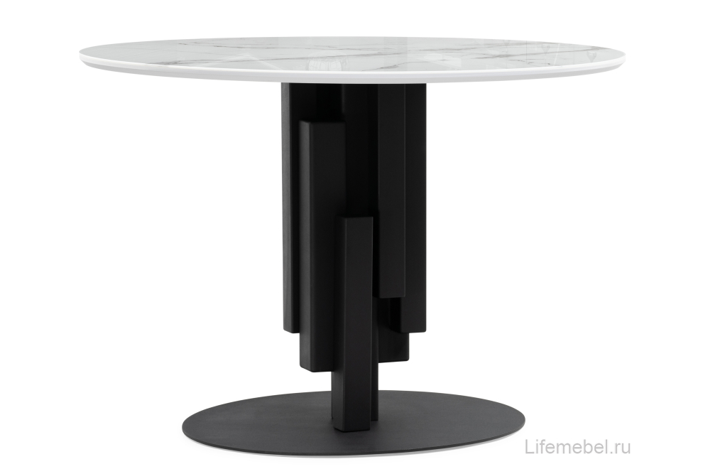 Стеклянный стол Калипсо 110х75 белый мрамор / черный