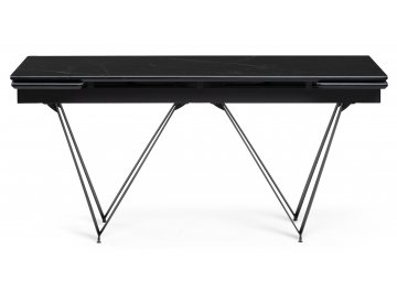 Обеденный стол Марвин 160(220)х90х76 черный мрамор / черный