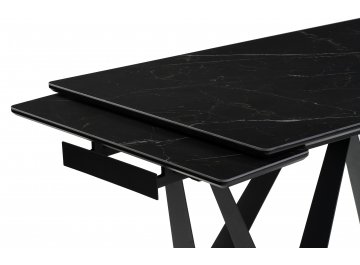 Обеденный стол Марвин 160(220)х90х76 черный мрамор / черный