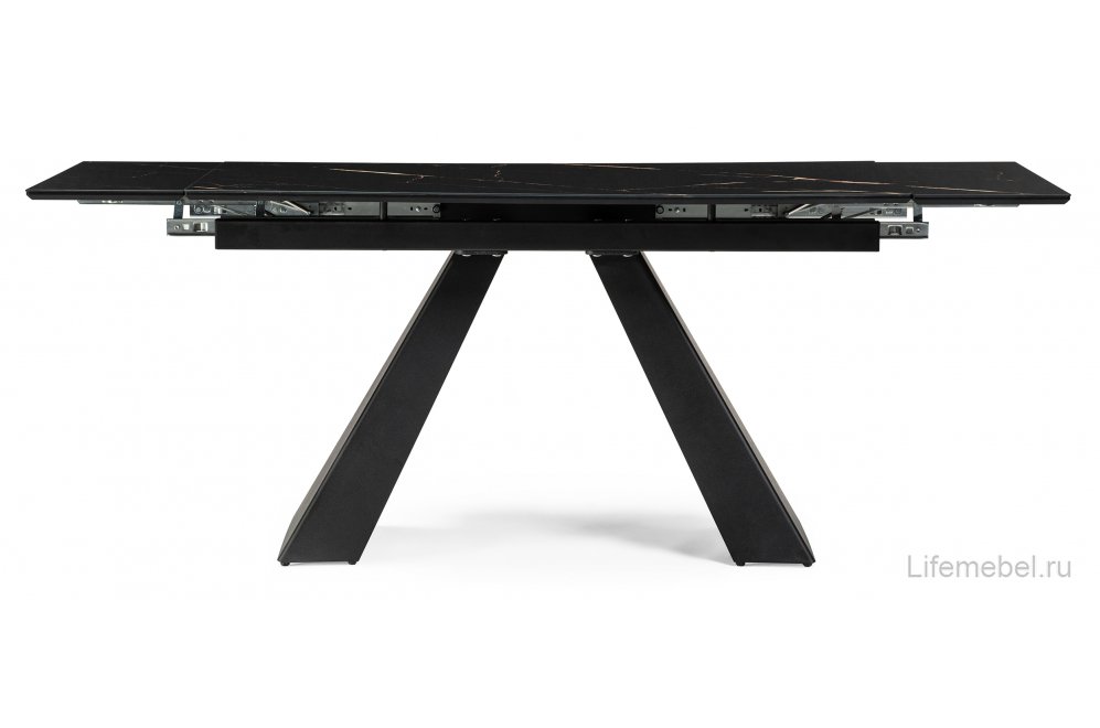 Стеклянный стол Торвальд 140(200)х80х77 обсидиан / черный