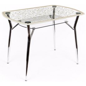 Стол стеклянный А6С-2 рисунок крем