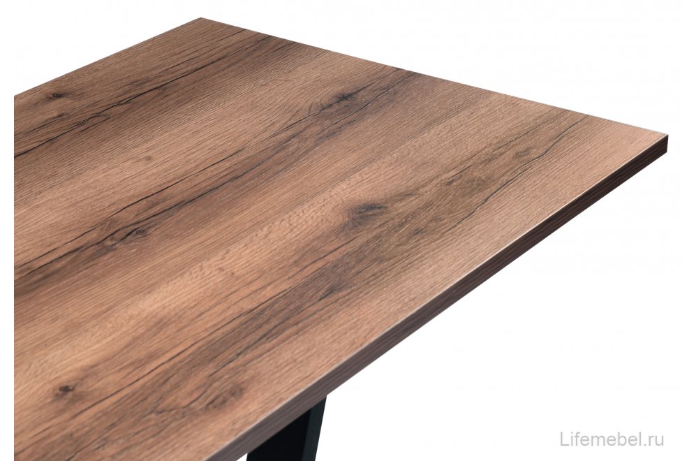 Стол на тумбе Мичиган Лофт 110х70 25 мм дуб делано темный / черный матовый