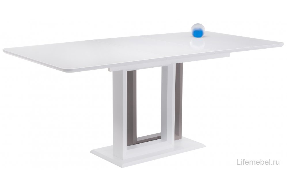 Стол на тумбе Санса 140 белый / белая шагрень