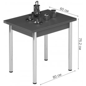 Стол обеденный раздвижной Лиль 1Р металл хром / антрацит