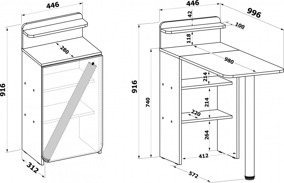 Стол раскладной СП-19 бетон