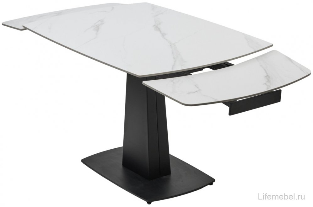 Керамический стол Balde 120 matt white marble solid ceramic / black