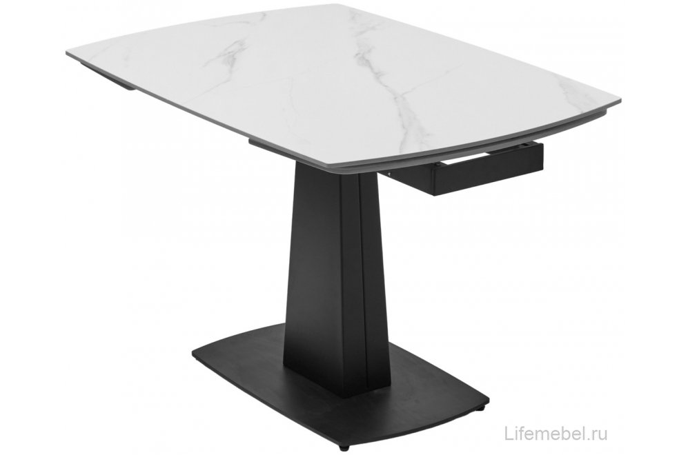 Керамический стол Balde 120 matt white marble solid ceramic / black