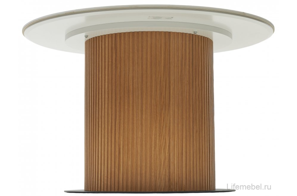 Керамический стол Mesa D120 белый мрамор M326 / oak