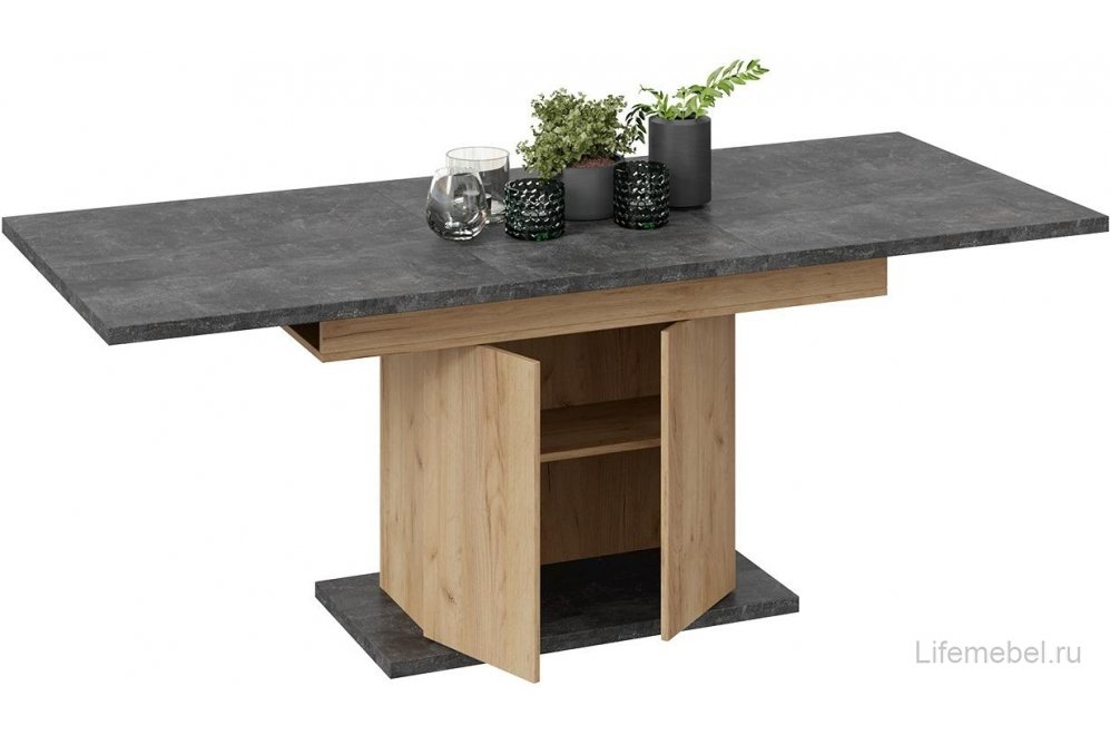 Стол на тумбе Детройт Тип 1 дуб крафт золотой / ателье темное