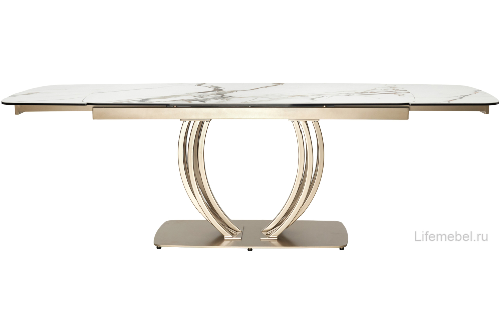 Стол на тумбе Matera 160 KL-188 итальянская керамика контрастный мрамор матовый / шампань