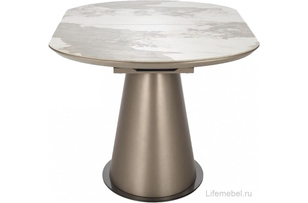 Керамический стол Robinson бежевый мрамор / капучино / черный