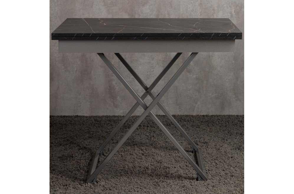 Стол-трансформер Apollo D97/S59 чёрный мрамор / серебро