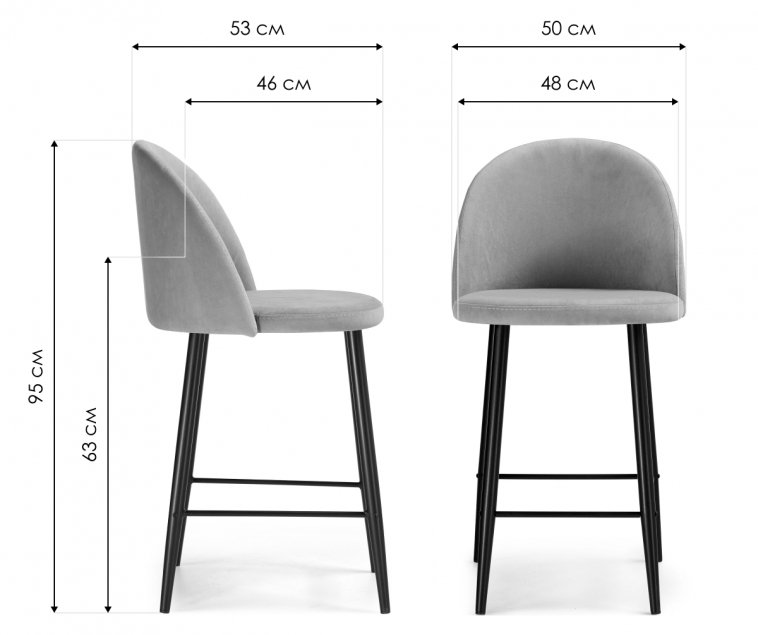 Барный стул Амизуре темно-синий / черный матовый