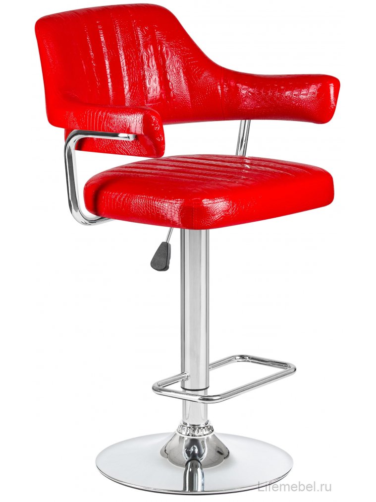 Барный стул 5019-LM Charly красный крокодил / хром