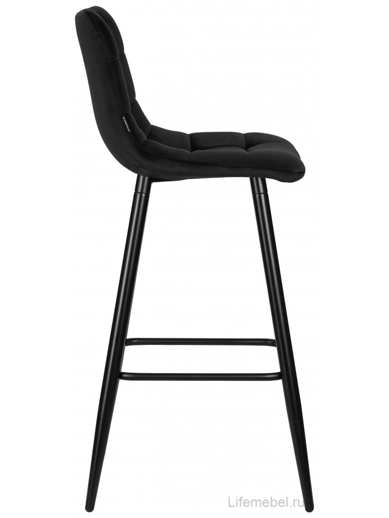 Барный стул Dobrin Nicole черные матовые ножки / черный велюр 108-77