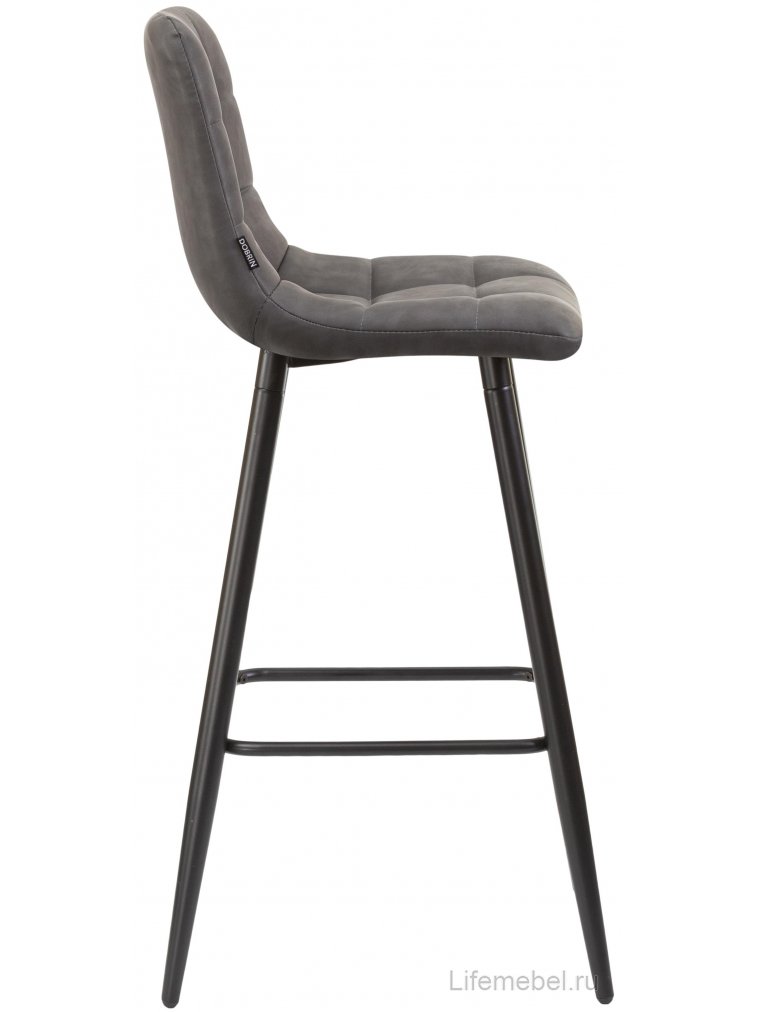 Барный стул Dobrin Nicole черные матовые ножки / серая антрацитовая винтажная экокожа RU-08