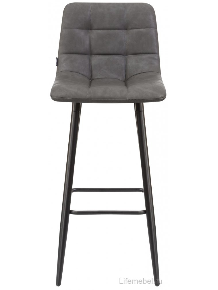 Барный стул Dobrin Nicole черные матовые ножки / серая антрацитовая винтажная экокожа RU-08