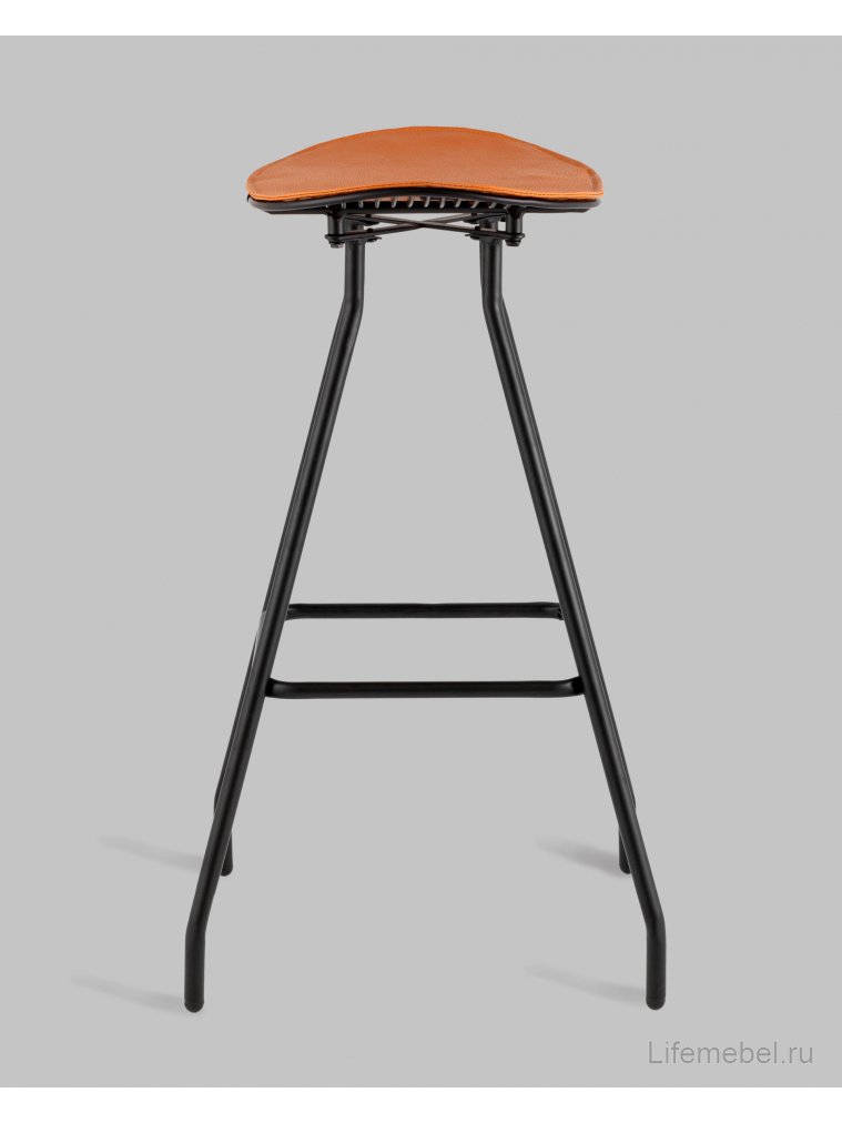 Барный стул Том черный с коричневой подушкой