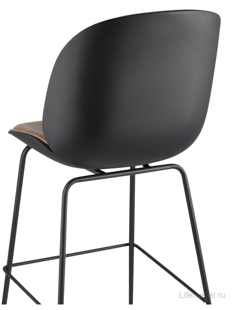 Барный стул Карт со спинкой бежевая экокожа / черные ножки